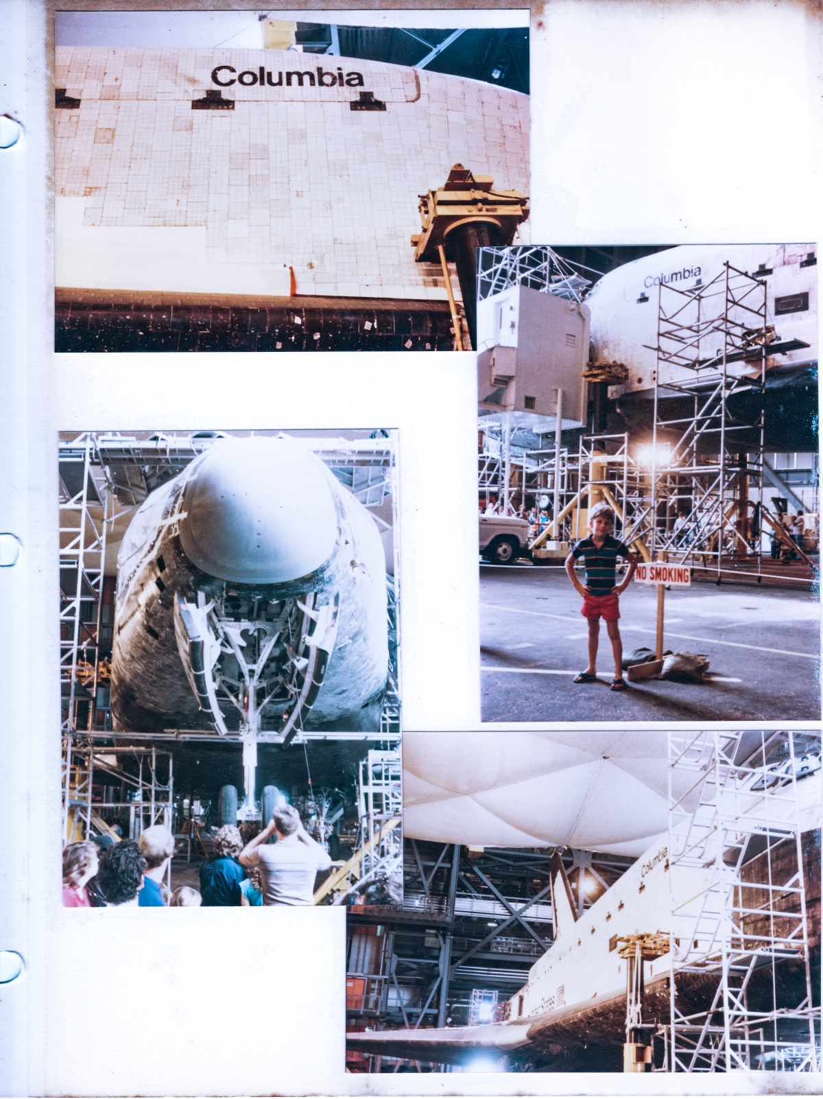 Open House at Kennedy Space Center, Florida. Kai MacLaren inside the Vertical Assembly Building with the Space Shuttle Columbia.